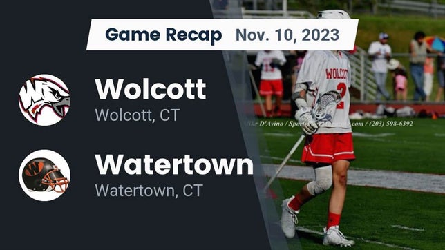 Watch this highlight video of the Wolcott (CT) football team in its game Recap: Wolcott  vs. Watertown  2023 on Nov 10, 2023