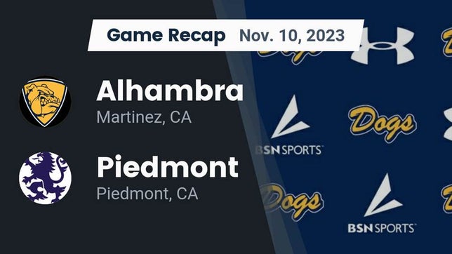 Watch this highlight video of the Alhambra (Martinez, CA) football team in its game Recap: Alhambra  vs. Piedmont  2023 on Nov 10, 2023
