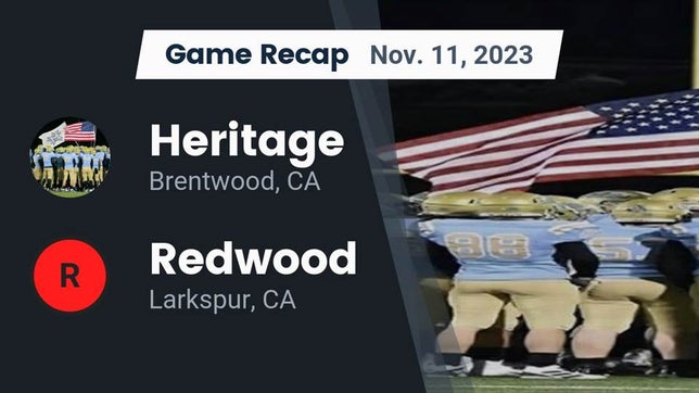 Watch this highlight video of the Heritage (Brentwood, CA) football team in its game Recap: Heritage  vs. Redwood  2023 on Nov 11, 2023
