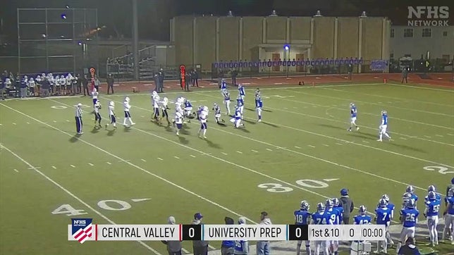 Watch this highlight video of Diego Recio of the Central Valley (Shasta Lake, CA) football team in its game University Prep High School on Nov 10, 2023