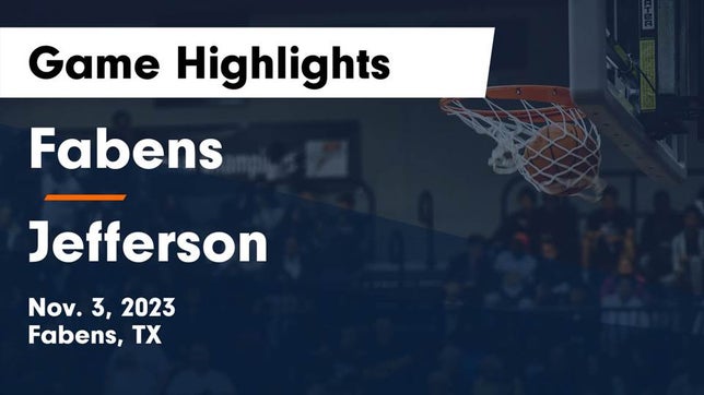 Watch this highlight video of the Fabens (TX) girls basketball team in its game Fabens  vs Jefferson  Game Highlights - Nov. 3, 2023 on Nov 3, 2023