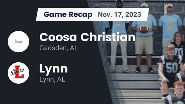Watch this highlight video of the Coosa Christian (Gadsden, AL) football team in its game Recap: Coosa Christian  vs. Lynn  2023 on Nov 17, 2023