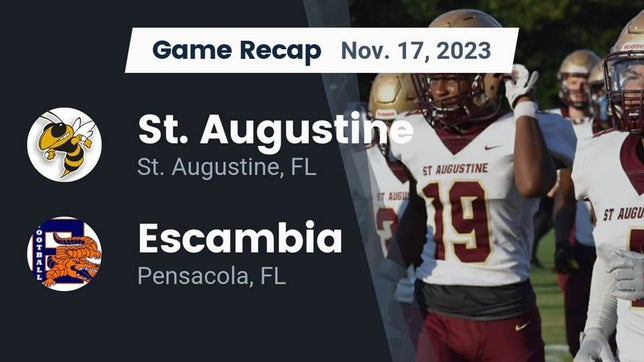 Watch this highlight video of the St. Augustine (FL) football team in its game Recap: St. Augustine  vs. Escambia  2023 on Nov 17, 2023