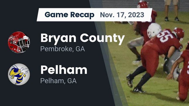 Watch this highlight video of the Bryan County (Pembroke, GA) football team in its game Recap: Bryan County  vs. Pelham  2023 on Nov 17, 2023
