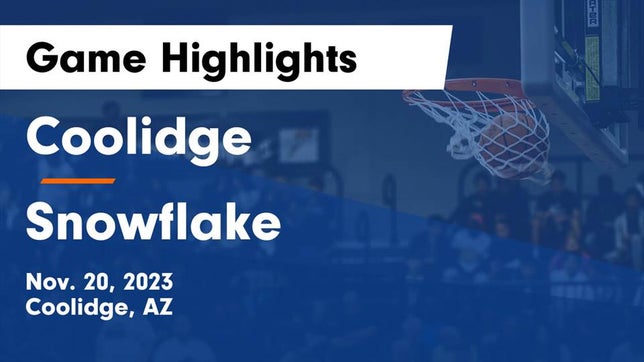 Watch this highlight video of the Coolidge (AZ) girls basketball team in its game Coolidge  vs Snowflake  Game Highlights - Nov. 20, 2023 on Nov 20, 2023