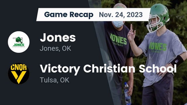 Watch this highlight video of the Jones (OK) football team in its game Recap: Jones  vs. Victory Christian School 2023 on Nov 24, 2023