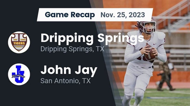 Watch this highlight video of the Dripping Springs (TX) football team in its game Recap: Dripping Springs  vs. John Jay  2023 on Nov 25, 2023