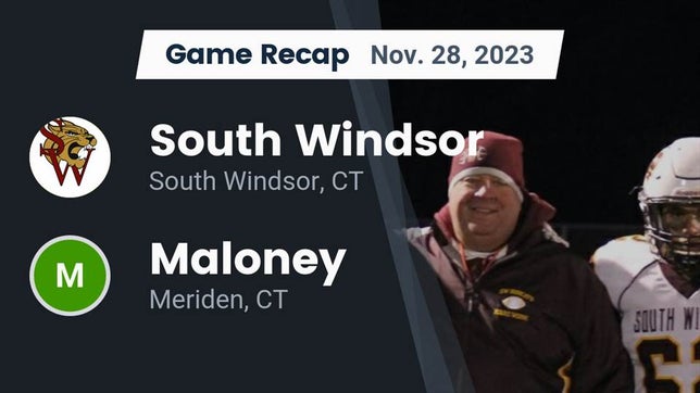 Watch this highlight video of the South Windsor (CT) football team in its game Recap: South Windsor  vs. Maloney  2023 on Nov 28, 2023