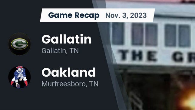 Watch this highlight video of the Gallatin (TN) football team in its game Recap: Gallatin  vs. Oakland  2023 on Nov 3, 2023