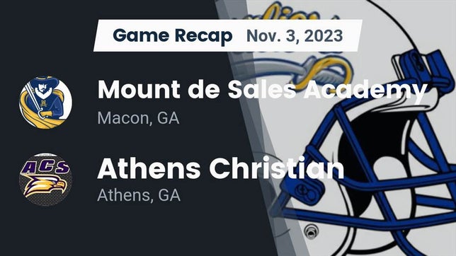 Watch this highlight video of the Mount de Sales Academy (Macon, GA) football team in its game Recap: Mount de Sales Academy vs. Athens Christian  2023 on Nov 3, 2023