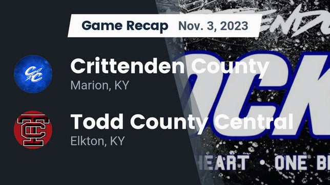 Watch this highlight video of the Crittenden County (Marion, KY) football team in its game Recap: Crittenden County  vs. Todd County Central  2023 on Nov 3, 2023