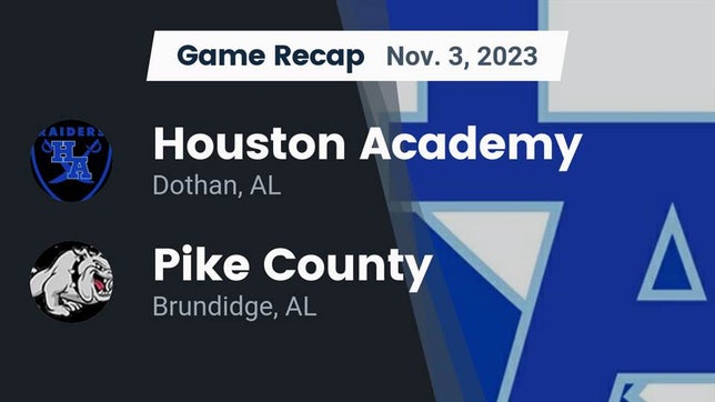 Watch this highlight video of the Houston Academy (Dothan, AL) football team in its game Recap: Houston Academy  vs. Pike County  2023 on Nov 3, 2023
