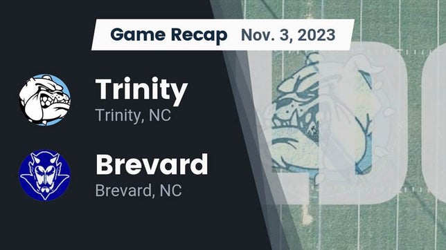 Watch this highlight video of the Trinity (NC) football team in its game Recap: Trinity  vs. Brevard  2023 on Nov 3, 2023