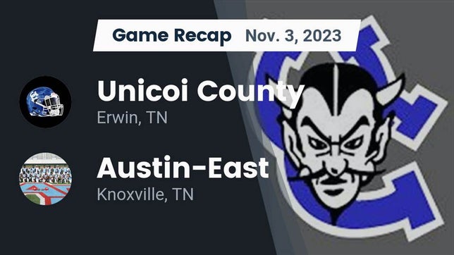 Watch this highlight video of the Unicoi County (Erwin, TN) football team in its game Recap: Unicoi County  vs. Austin-East  2023 on Nov 3, 2023