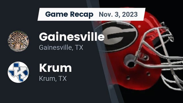 Watch this highlight video of the Gainesville (TX) football team in its game Recap: Gainesville  vs. Krum  2023 on Nov 3, 2023