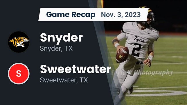Watch this highlight video of the Snyder (TX) football team in its game Recap: Snyder  vs. Sweetwater  2023 on Nov 3, 2023
