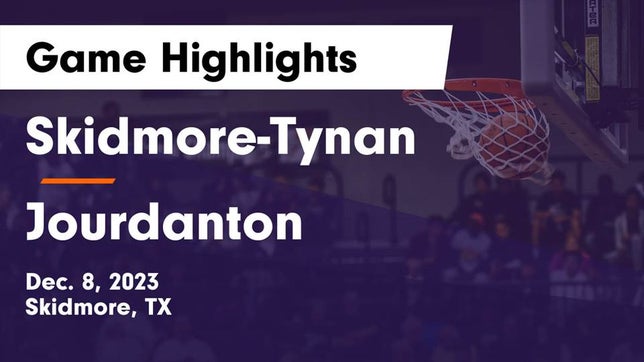 Watch this highlight video of the Skidmore-Tynan (Skidmore, TX) basketball team in its game Skidmore-Tynan  vs Jourdanton  Game Highlights - Dec. 8, 2023 on Dec 8, 2023