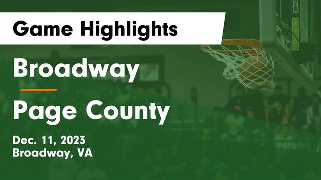 Watch this highlight video of the Broadway (VA) girls basketball team in its game Broadway  vs Page County  Game Highlights - Dec. 11, 2023 on Dec 11, 2023