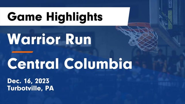 Watch this highlight video of the Warrior Run (Turbotville, PA) girls basketball team in its game Warrior Run  vs Central Columbia  Game Highlights - Dec. 16, 2023 on Dec 16, 2023