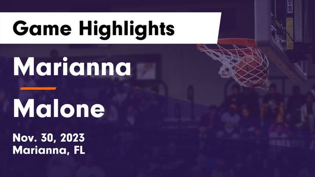 Watch this highlight video of the Marianna (FL) basketball team in its game Marianna  vs Malone  Game Highlights - Nov. 30, 2023 on Nov 30, 2023