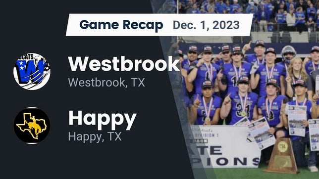 Watch this highlight video of the Westbrook (TX) football team in its game Recap: Westbrook  vs. Happy  2023 on Dec 1, 2023