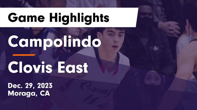 Watch this highlight video of the Campolindo (Moraga, CA) basketball team in its game Campolindo  vs Clovis East  Game Highlights - Dec. 29, 2023 on Dec 28, 2023