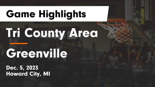 Watch this highlight video of the Tri County Area (Howard City, MI) basketball team in its game Tri County Area  vs Greenville  Game Highlights - Dec. 5, 2023 on Dec 5, 2023