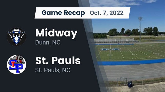 Watch this highlight video of the Midway (Dunn, NC) football team in its game Recap: Midway  vs. St. Pauls  2022 on Oct 7, 2022