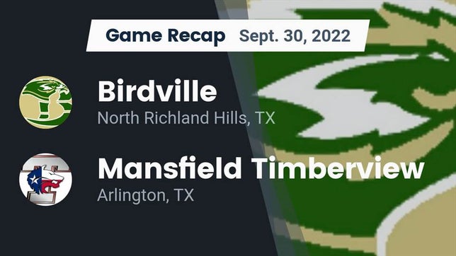 Watch this highlight video of the Birdville (North Richland Hills, TX) football team in its game Recap: Birdville  vs. Mansfield Timberview  2022 on Sep 30, 2022