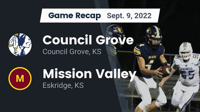 Watch this highlight video of the Council Grove (KS) football team in its game Recap: Council Grove  vs. Mission Valley  2022 on Sep 9, 2022