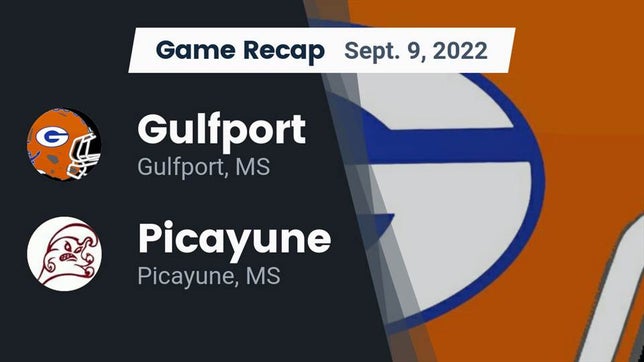 Watch this highlight video of the Gulfport (MS) football team in its game Recap: Gulfport  vs. Picayune  2022 on Sep 9, 2022
