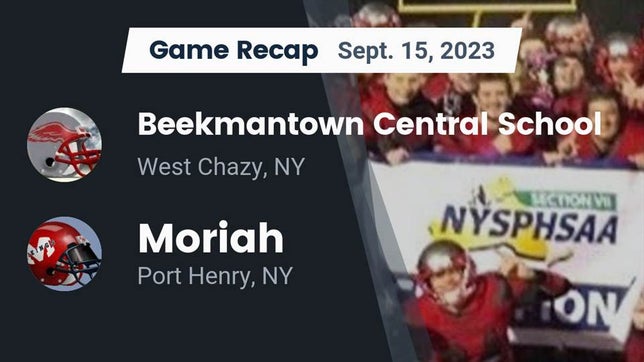 Watch this highlight video of the Beekmantown (Plattsburgh, NY) football team in its game Recap: Beekmantown Central School vs. Moriah  2023 on Sep 15, 2023