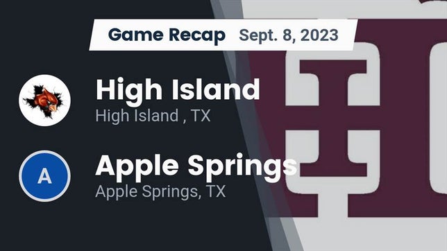 Watch this highlight video of the High Island (TX) football team in its game Recap: High Island  vs. Apple Springs  2023 on Sep 8, 2023