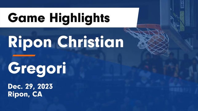 Watch this highlight video of the Ripon Christian (Ripon, CA) basketball team in its game Ripon Christian  vs Gregori  Game Highlights - Dec. 29, 2023 on Dec 29, 2023