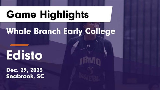 Watch this highlight video of the Whale Branch (Beaufort, SC) basketball team in its game Whale Branch Early College  vs Edisto  Game Highlights - Dec. 29, 2023 on Dec 29, 2023