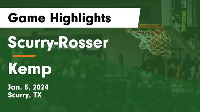 Watch this highlight video of the Scurry-Rosser (Scurry, TX) girls basketball team in its game Scurry-Rosser  vs Kemp  Game Highlights - Jan. 5, 2024 on Jan 5, 2024