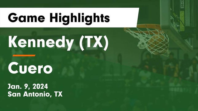 Watch this highlight video of the John F. Kennedy (San Antonio, TX) basketball team in its game  Kennedy  (TX) vs Cuero  Game Highlights - Jan. 9, 2024 on Jan 9, 2024