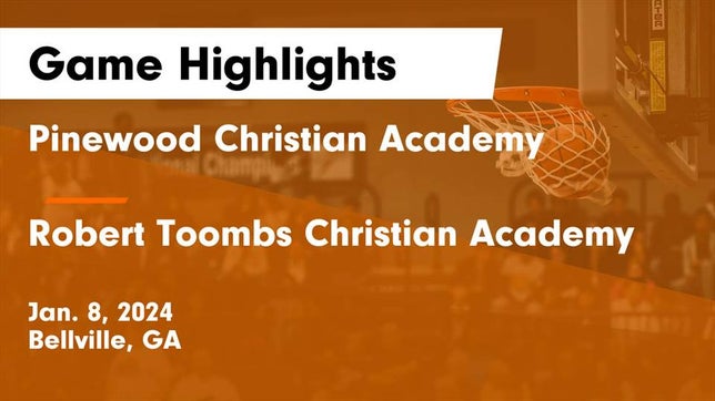 Watch this highlight video of the Pinewood Christian (Bellville, GA) girls basketball team in its game Pinewood Christian Academy vs Robert Toombs Christian Academy  Game Highlights - Jan. 8, 2024 on Jan 8, 2024