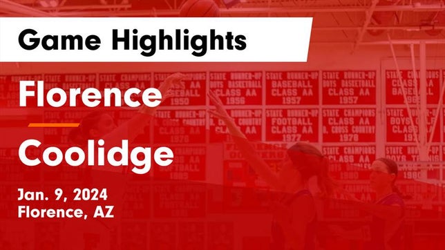 Watch this highlight video of the Florence (AZ) girls basketball team in its game Florence  vs Coolidge  Game Highlights - Jan. 9, 2024 on Jan 9, 2024