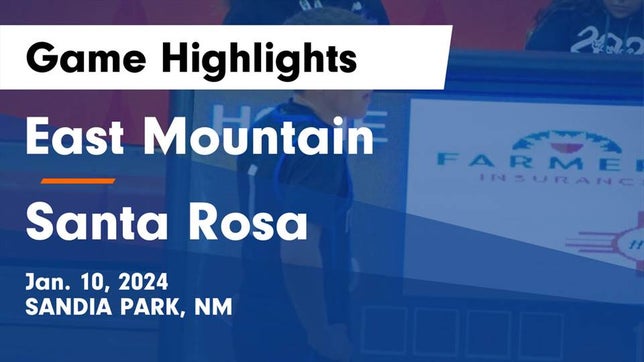 Watch this highlight video of the East Mountain (Sandia Park, NM) basketball team in its game East Mountain  vs Santa Rosa  Game Highlights - Jan. 10, 2024 on Jan 9, 2024