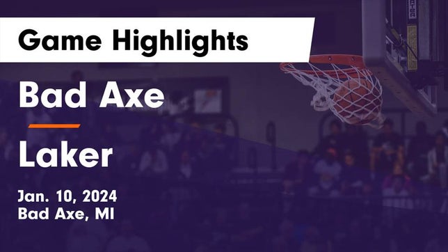 Watch this highlight video of the Bad Axe (MI) basketball team in its game Bad Axe  vs Laker  Game Highlights - Jan. 10, 2024 on Jan 10, 2024