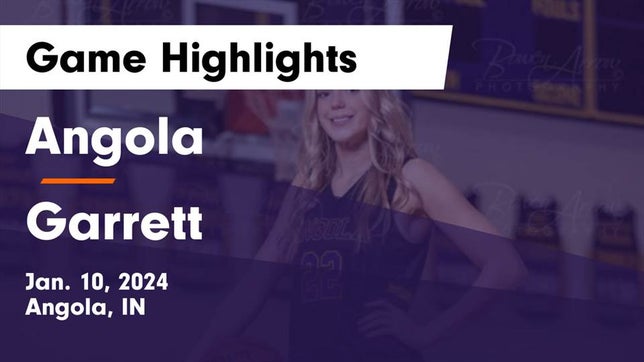 Watch this highlight video of the Angola (IN) girls basketball team in its game Angola  vs Garrett  Game Highlights - Jan. 10, 2024 on Jan 10, 2024