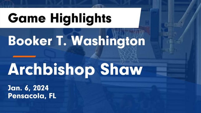 Watch this highlight video of the Booker T. Washington (Pensacola, FL) basketball team in its game Booker T. Washington  vs Archbishop Shaw  Game Highlights - Jan. 6, 2024 on Jan 6, 2024