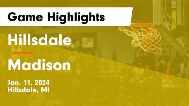 Watch this highlight video of the Hillsdale (MI) basketball team in its game Hillsdale  vs Madison  Game Highlights - Jan. 11, 2024 on Jan 11, 2024