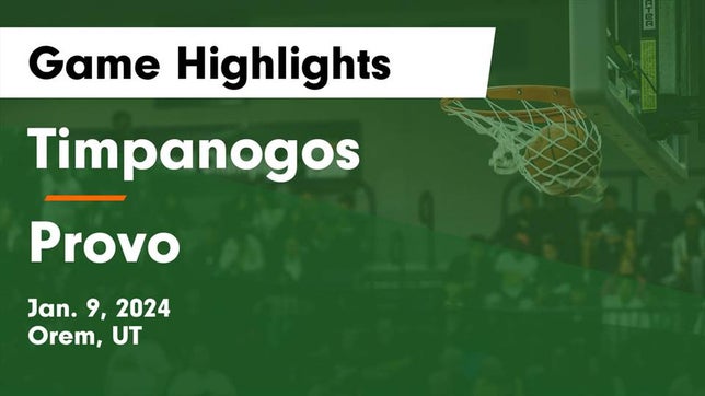 Watch this highlight video of the Timpanogos (Orem, UT) girls basketball team in its game Timpanogos  vs Provo  Game Highlights - Jan. 9, 2024 on Jan 9, 2024