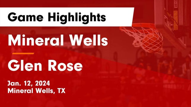 Watch this highlight video of the Mineral Wells (TX) girls basketball team in its game Mineral Wells  vs Glen Rose  Game Highlights - Jan. 12, 2024 on Jan 12, 2024
