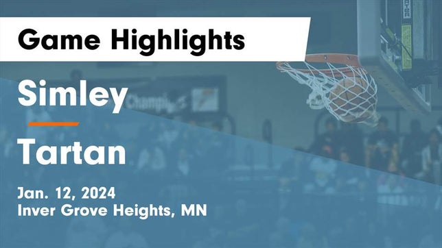 Watch this highlight video of the Simley (Inver Grove Heights, MN) basketball team in its game Simley  vs Tartan  Game Highlights - Jan. 12, 2024 on Jan 12, 2024