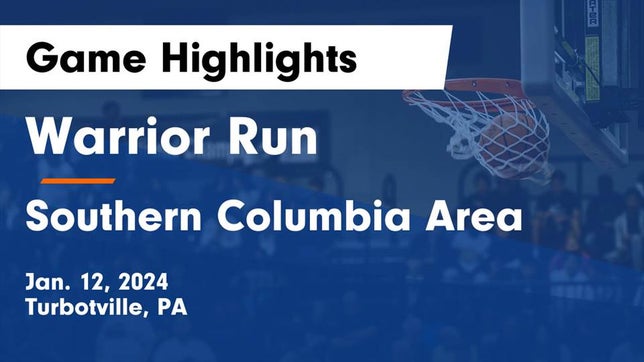 Watch this highlight video of the Warrior Run (Turbotville, PA) girls basketball team in its game Warrior Run  vs Southern Columbia Area  Game Highlights - Jan. 12, 2024 on Jan 12, 2024