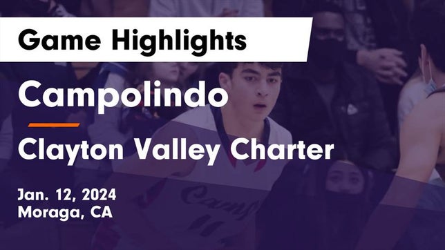 Watch this highlight video of the Campolindo (Moraga, CA) basketball team in its game Campolindo  vs Clayton Valley Charter  Game Highlights - Jan. 12, 2024 on Jan 11, 2024