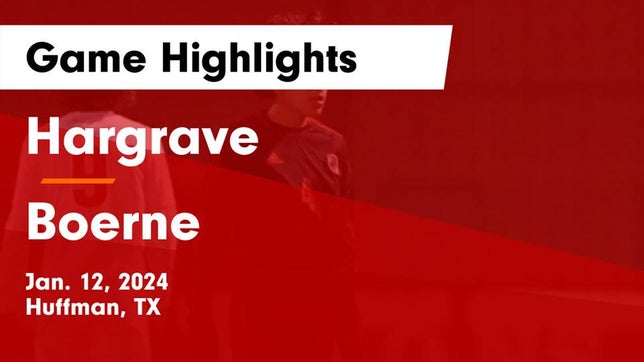 Watch this highlight video of the Hargrave (Huffman, TX) soccer team in its game Hargrave  vs Boerne  Game Highlights - Jan. 12, 2024 on Jan 12, 2024